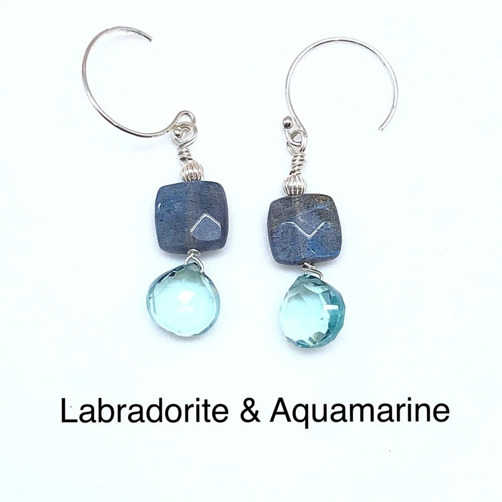 Labradorite & Aquamarine Small Dangle Earring